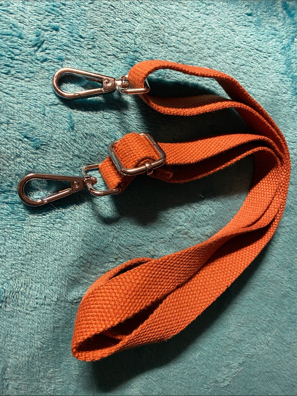 Rust color silver tone hardware canvas 27-52” strap for bag new